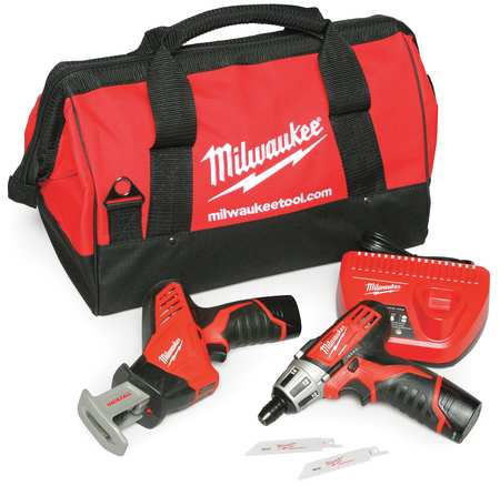 Milwaukee Tool M12 Cordless LITHIUM-ION 2-Tool Combo Kit 2490-22
