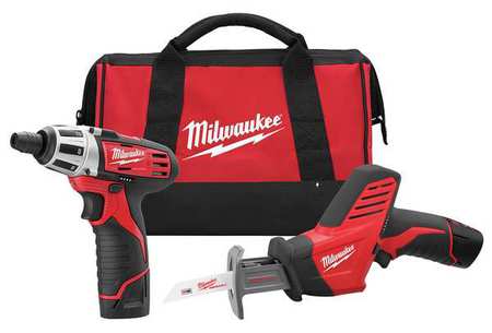 Milwaukee Tool M12 Cordless LITHIUM-ION 2-Tool Combo Kit 2490-22