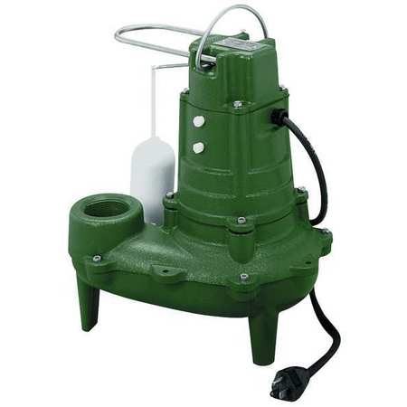 Zoeller Sewage Ejector Pump, 1/2 HP, 115V AC Vertical Float M267