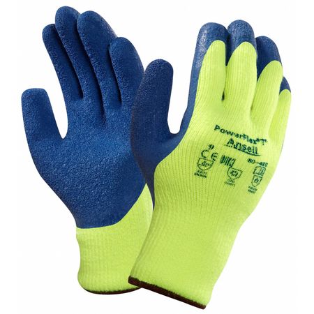 Ansell Hi-Vis Cut Resistant Coated Gloves, A3 Cut Level, Natural Rubber Latex, L, 1 PR 80-400