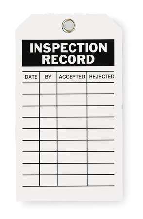 Zoro Select Inspection Tag, 7 x 4 In, Bk/Wht, Met, PK10 2RMU7