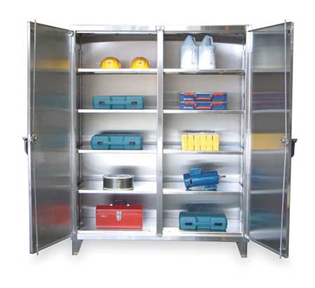 STRONG HOLD 12 ga. ga. Stainless Steel Storage Cabinet, 72 in W, 78 in H, Stationary 66-DS-248SS