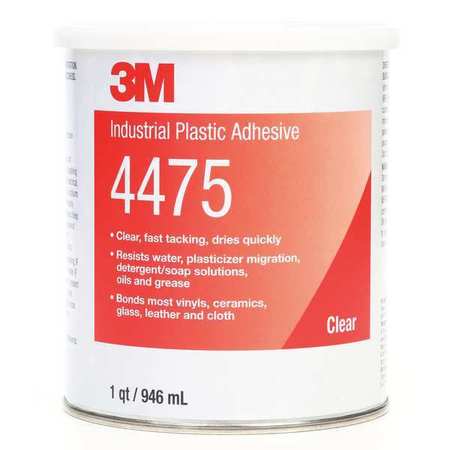 3M Plastic Adhesive, 4475 Series, clear, 1 qt, Can 4475