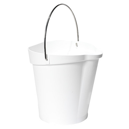 Vikan 3 gal. Round Hygienic Bucket, 12-3/4" H, 12 4/5 in Dia, White, Polypropylene 56865