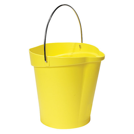 VIKAN 3 gal. Round Hygienic Bucket, 12-3/4" H, 12 4/5 in Dia, Yellow, Polypropylene 56866