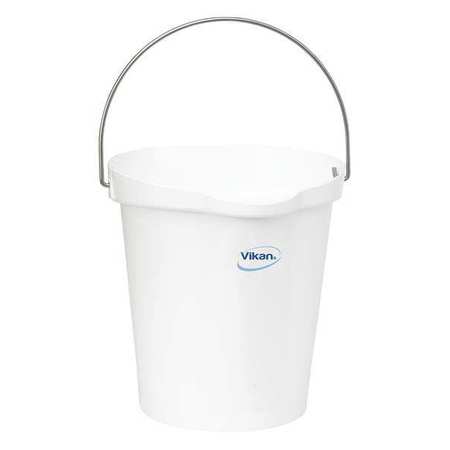 VIKAN 3 gal. Round Hygienic Bucket, 12-3/4" H, 12 4/5 in Dia, White, Polypropylene 56865