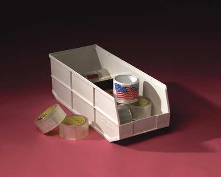 Akro-Mils 75 lb Shelf Storage Bin, Plastic, 11 in W, 7 in H, 20 1/2 in L, Beige 30358BEIGE