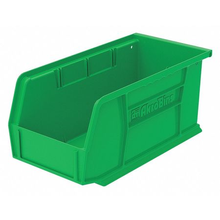 Akro-Mils 30 lb Hang & Stack Storage Bin, Plastic, 5 1/2 in W, 5 in H, 10 7/8 in L, Green 30230GREEN