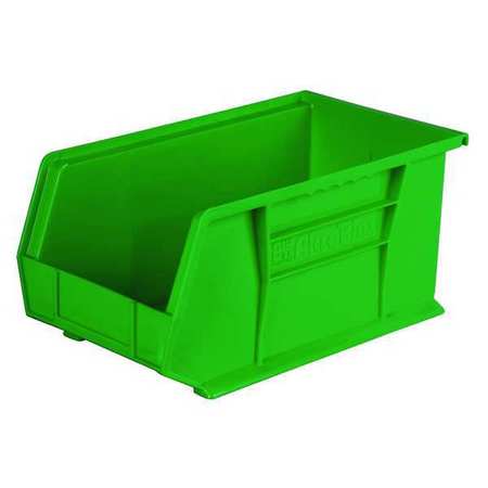 Akro-Mils 60 lb Hang & Stack Storage Bin, Plastic, 8 1/4 in W, 7 in H, 14 3/4 in L, Green 30240GREEN