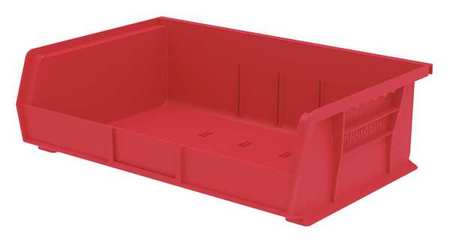 Akro-Mils 60 lb Hang & Stack Storage Bin, Plastic, 16 1/2 in W, 5 in H, Red, 10 7/8 in L 30255RED