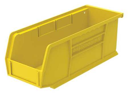 Akro-Mils 30 lb Hang & Stack Storage Bin, Plastic, 4 1/8 in W, 4 in H, Yellow, 10 7/8 in L 30224YELLO