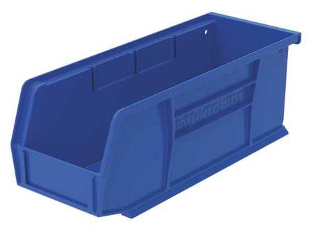 Akro-Mils 30 lb Hang & Stack Storage Bin, Plastic, 4 1/8 in W, 4 in H, Blue, 10 7/8 in L 30224BLUE