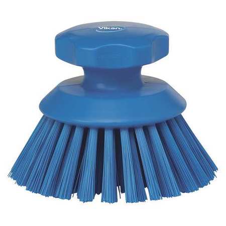 Vikan 3 3/4 in W Scrub Brush, Stiff, 3 in L Handle, 3 3/4 in L Brush, Blue, Plastic, 5 in L Overall 38853