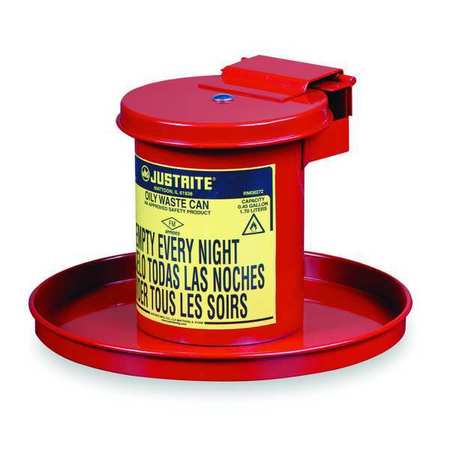 JUSTRITE Drain Can, 1/2 Gal., Red, Galvanized Steel 09400