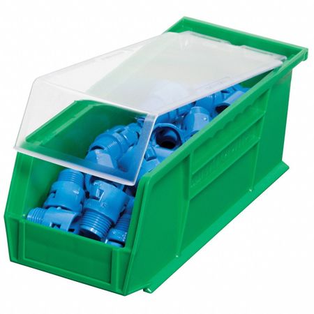 Akro-Mils 30 lb Hang & Stack Storage Bin, Plastic, 4 1/8 in W, 4 in H, 10 7/8 in L, Green 30224GREEN