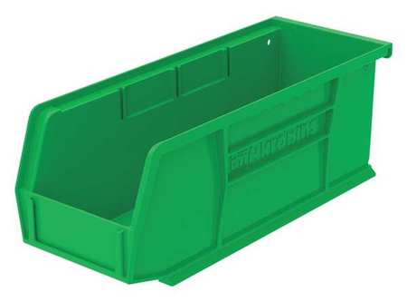 Akro-Mils 30 lb Hang & Stack Storage Bin, Plastic, 4 1/8 in W, 4 in H, 10 7/8 in L, Green 30224GREEN