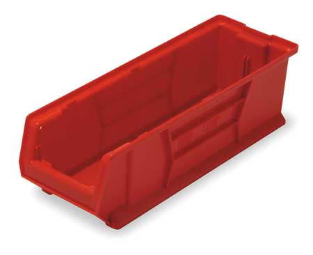 QUANTUM STORAGE SYSTEMS 100 lb Storage Bin, Polypropylene/Polyethylene, 8 1/4 in W, 7 in H, Red, 23 7/8 in L QUS950RD