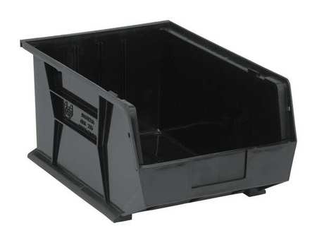QUANTUM STORAGE SYSTEMS 75 lb Hang & Stack Storage Bin, Polypropylene, 11 in W, 8 in H, Black, 16 in L QUS255CO
