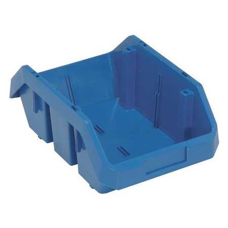 QUANTUM STORAGE SYSTEMS 75 lb Hang & Stack Storage Bin, Plastic, 9 1/4 in W, 6 1/2 in H, Blue, 14 in L QP1496BL