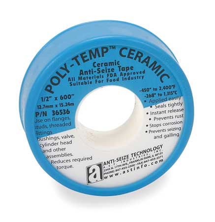 Anti-Seize Technology Antiseize Tape, 1/2 In. W, 600 In. L 36536