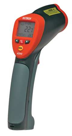 Extech Infrared Thermometer, Backlit LCD, -58 Degrees  to 1832 Degrees F, Single Dot Laser Sighting 42545