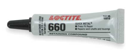 Loctite Retaining Compound, 660 Series, Quick Metal, Silver, Paste, 6 mL Tube 209765
