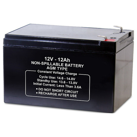 Zoro Select Battery, Sealed Lead Acid, 12V, 12Ah, Faston, Voltage: 12 2UKH3