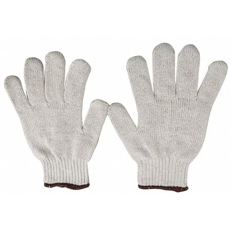 Condor String Knit Gloves, Polyester/Cotton, White, Small 4JF63