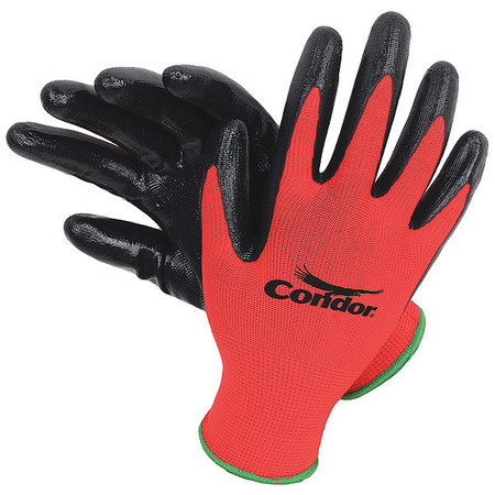 CONDOR Nitrile Coated Gloves, Palm Coverage, Red, 2XL, PR 2UUE1