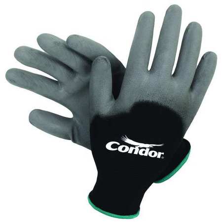 CONDOR Polyurethane Coated Gloves, 3/4 Dip Coverage, Black/Gray, L, PR 2UUG7