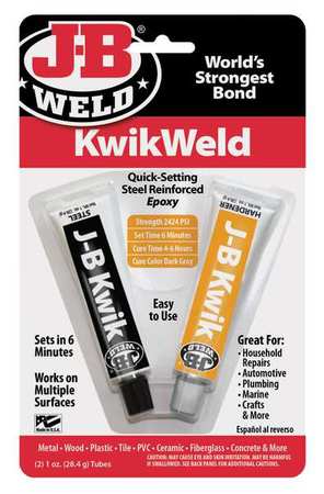 J-B WELD Ready to Mix Epoxy Adhesive, Two 1 fl oz Tubes, Dark Gray, KwikWeld 8276