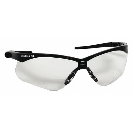 Kleenguard Nemesis Rx Readers Prescription Safety Glasses, Diopter Strength: +3.00, Black Frame, Clear Lens 28630
