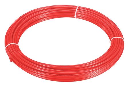 Zoro Select Tubing, 1/4" OD, Nylon, Red, 50 Ft 2VDU3