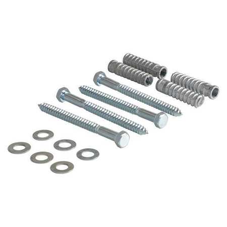 ZORO SELECT Concrete Mounting Kit, Steel, Silver CS-33-KIT-4