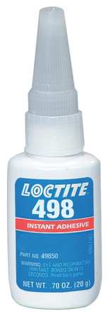 LOCTITE Instant Adhesive, 498 Series, Light Yellow, Translucent, 1 fl oz, Bottle 135469