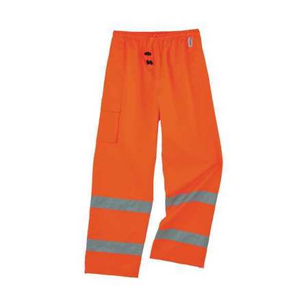 GLOWEAR BY ERGODYNE Rain Pants, Breathable, Hi-Vis Orange, M 8915