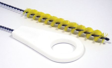 Tough Guy Pipe Brush, 13 in L Handle, 5 in L Brush, Yellow, Polypropylene, 18 in L Overall 2VGW9
