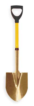 Ampco Safety Tools Not Applicable Round Point Shovel, Aluminum Blade, 25-3/4 in L Yellow Fiberglass Handle S-83FG