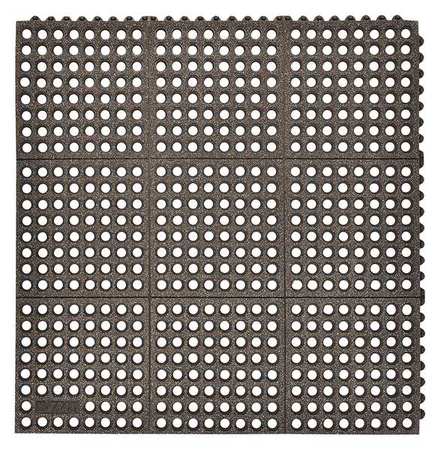 NOTRAX Interlocking Drainage Mat Tile, Nitrile Rubber, 3 ft Long x 3 ft Wide, 3/4 in Thick 850S0033BL