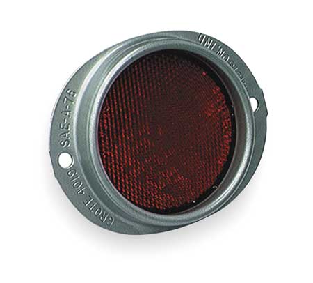 GROTE Reflector, Armored, Red, Dia 3 5/8 In 40192
