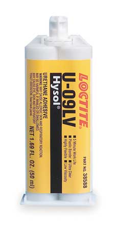 Loctite Epoxy Adhesive, U-09LV Series, Yellow, Syringe, 1:01 Mix Ratio, 3 hr Functional Cure 568127