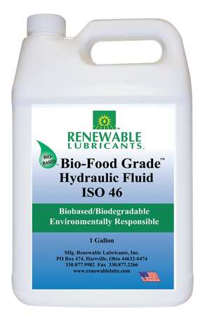 RENEWABLE LUBRICANTS Bio-Food Grade Hydraulic Fluid, 1 gal., ISO 46 87133
