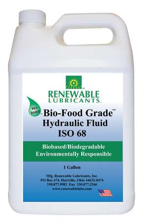 RENEWABLE LUBRICANTS Bio-Food Grade Hydraulic Fluid, 1 gal., ISO 68 87143