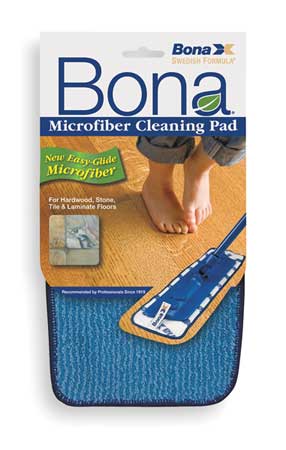 Bona 1/2 in Flat Mop Pad, Hook-and-Loop Connection, Looped-End, Blue, Microfiber AX0003053