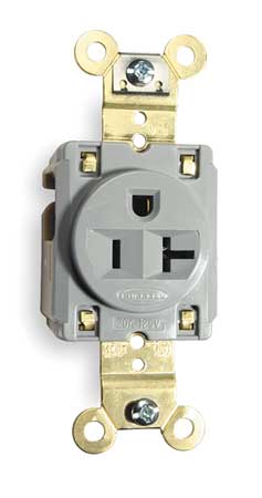 HUBBELL Receptacle, 20 A Amps, 125V AC, Flush Mount, Single Outlet, 5-20R, Gray HBL5361GRY