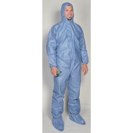 Kimberly-Clark ChemResist Suit Bloodborne Pathogen & Chemical Splash Protection Coverall Hood LG BLU 24/Cs 45093