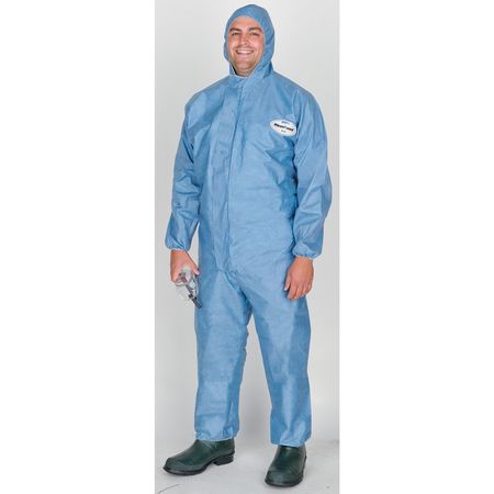 Kimberly-Clark ChemResist Suit Bloodborne Pathogen & Chemical Splash Protection Coverall Hood XL BLU 24/Cs 45024