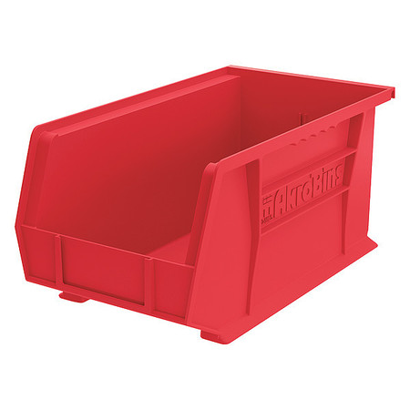 Akro-Mils 60 lb Hang & Stack Storage Bin, Plastic, 8 1/4 in W, 7 in H, 14 3/4 in L, Red 30240RED