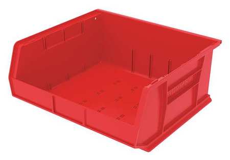 Akro-Mils Hang & Stack Storage Bin, 14 3/4 in L x 16 1/2 in W x 7 in H, 75 lb Load Capacity, Red, Plastic 30250RED