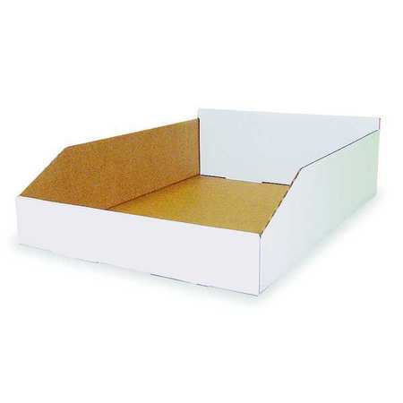 Packaging Of America Corrugated Shelf Bin, White, Cardboard, 17 in L x 12 1/4 in W x 4 3/4 in H 2W256